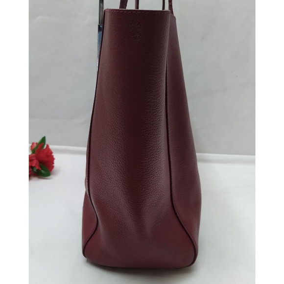 MCM Wandel Red Ruby Tan Leather Reversible Double Handle Shopper Tote Bag - Picture 6 of 16